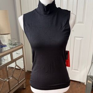 Adrienne Vittadini Sport Blk Sleeveless Turtleneck NWT L/XL Fitted Stretch